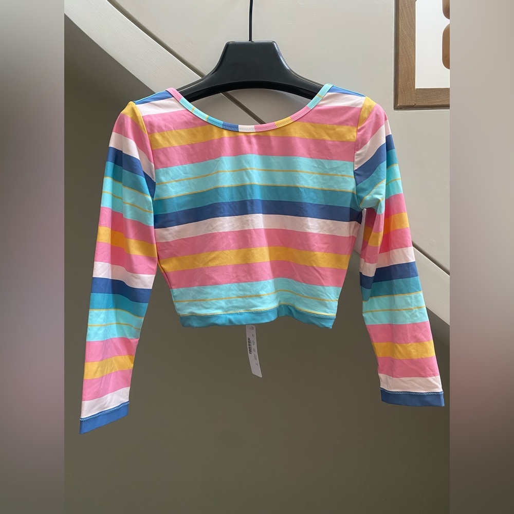 Colorful Striped Women's Swim Top Long Sleeve NWT
